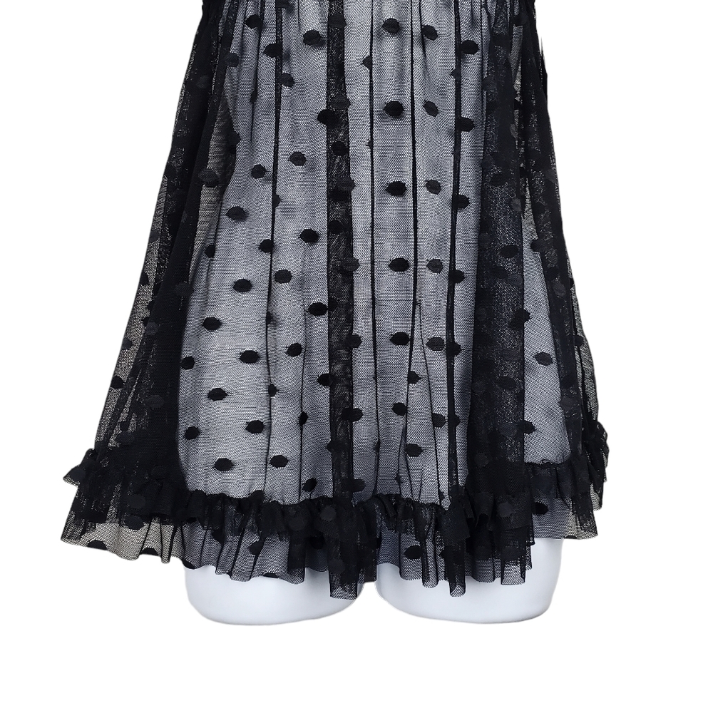 Seductivewear By Cinema Etoile Black Dot Sheer Mesh Babydoll Slip Size S NWT - Picture 3 of 8